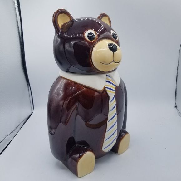 Bear Cookie Jar by M. Kamenstein Portugal Yogi Bear with Tie Grown Up Teddy - Picture 12 of 13
